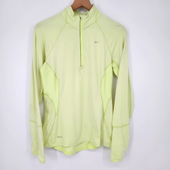 Nike Womens 1/4 Zip Pullover Size M Yellow Dri-Fit Activewear Running Workout - Picture 1 of 10